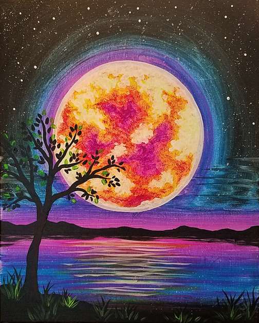 Neon Glowing Moon