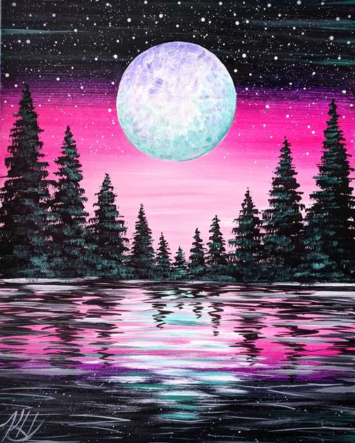 Vibrant Moon Forest