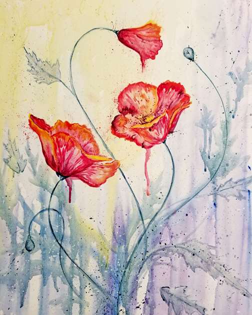 Watercolor Poppies 